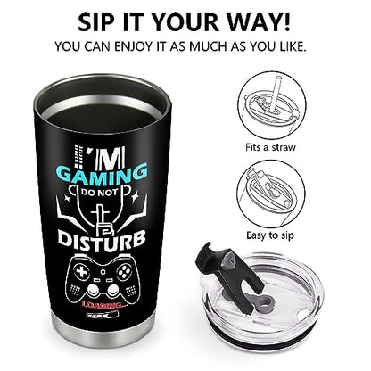 Jekeno Gaming Mug Tumbler Boys Gifts - Kids Teens Men Gamer Gamepad Presents Game Controller Travel Coffee Cup for Boyfriend Son Dad Husband Birthday Halloween Christmas 20oz Stainless Steel