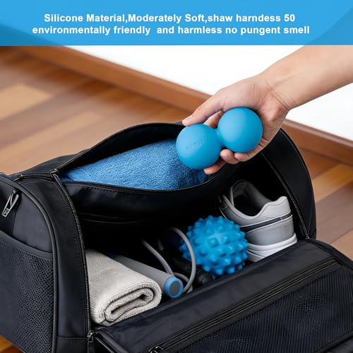 Aegero Peanut Massage Ball-Double Lacrosse Massage Ball (Blue Firm Ball) | Mobility Ball for Myofascial Release,Yoga Therapy,Trigger Point Therapy ,Muscle Knots and Acupoint Massage - color: Blue