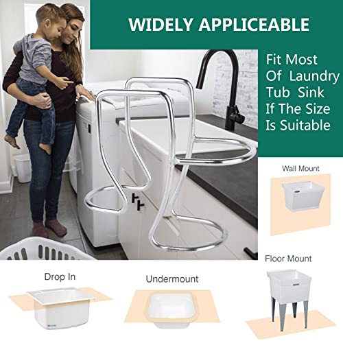 Adjustable Washing Machine Washer Drain Hose Holder Hook, Laundry Tub Hose Guide Clip, Universal Utility Sink Hose Clamp, 304 Stainless Steel