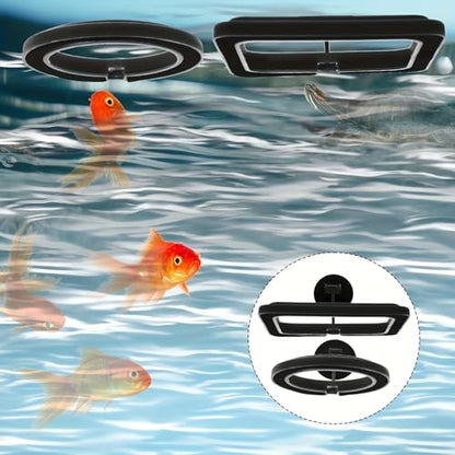 Set of 2 Fish Tank Feeding Rings Equipped with Suction Cups, Designed for Floating Plants, Water Change Fish Feeders, and Suitable for Bettas, Goldfish, and Turtles (in Black Color), Without Battery