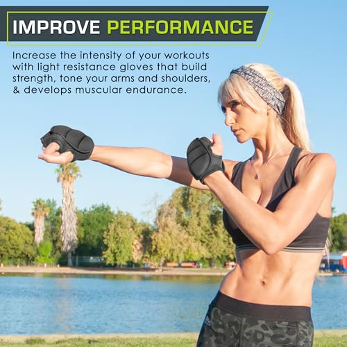 ProsourceFit Weighted Gloves Set, 2 lb Pair / 1 lb Each, Neoprene Hand Weights for Walking, Cardio, Aerobics, Boxing, Toning, and Sculpting - color: Black