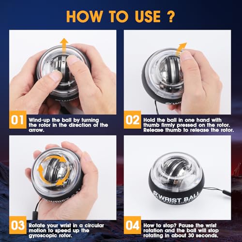JIN BD Auto-Start Wrist Ball – GYRO Ball Trainer - color: Black