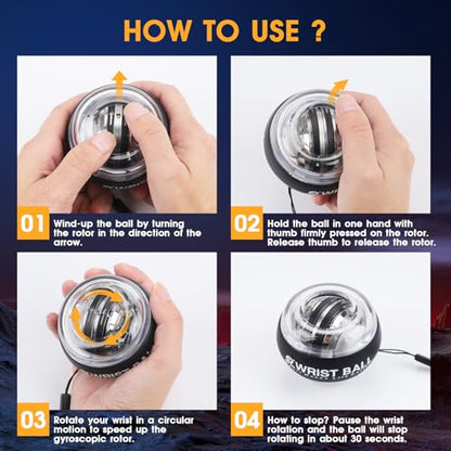 JIN BD Auto-Start Wrist Ball – GYRO Ball Trainer - color: Black