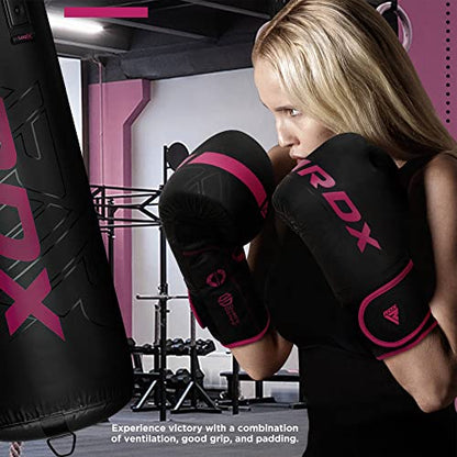 RDX Boxing Gloves, Pro Training Sparring, Maya Hide Leather, Muay Thai MMA Kickboxing, Men Women Adult, Heavy Punching Bag Focus Mitts Pads Workout, Ventilated Palm, Multi Layered, 8 10 12 14 16 18 Oz - color: PINK, size: 10 OZ