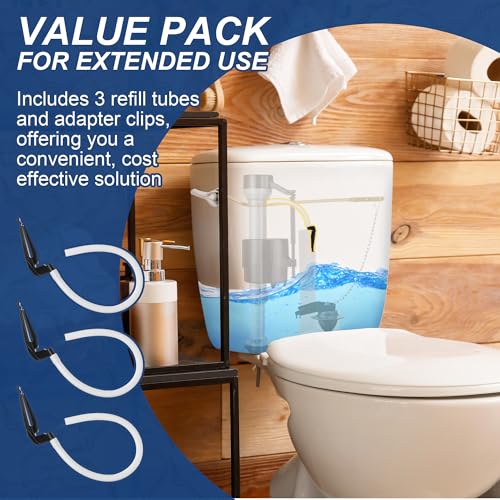 3 Pack Toilet Refill Tube and Clip Replacement, Toilet Repair Kit Inside Tank Compatible with 100, 200, 200A, 400A and Most Other Valves, 9.65” Length, Rubber and Plastic(White) - color: White