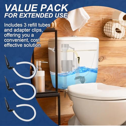 3 Pack Toilet Refill Tube and Clip Replacement, Toilet Repair Kit Inside Tank Compatible with 100, 200, 200A, 400A and Most Other Valves, 9.65” Length, Rubber and Plastic(White) - color: White