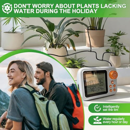 Drip Irrigation kit Indoor Plant Irrigation System Automatic Plant Waterer Plant Humidity Sensor Timer Water drip System kit to Growing Tent self Watering Automatic Mister kit Greenhouse（1 Sets）