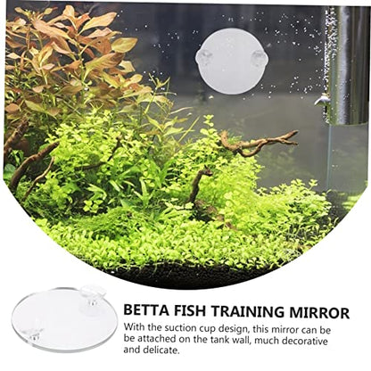 Happyyami Betta Fish Tank Mirror Decorations 10pcs Suction Cup Aquarium Airline Mirror Toy for Betta Fish Safe Material