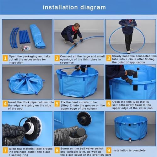 Portable PVC Folding Fish Pond with Drain Valve - Outdoor Water Storage Pool for Koi, Goldfish & Saltwater Fish - Easy Setup Temporary Canvas Holding Tank - size: 1.2X06m