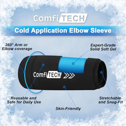 ComfiTECH Elbow Ice Pack Wrap for Arm, Knee & Calf, Flexible Ice Sleeve, L | Multi-Use Gel Ice Sleeve for Tennis Elbows, Golfers Arm, Reusable Cold Compression for Elbow Joint & Muscle Relaxation - size: L-Standard