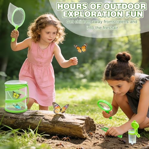DECYOOL 7 Piece Insect Catcher Kit, Complete Explorer Set with Storage Box, Outdoor Butterfly Catching for Nature Exploration Camping Adventure