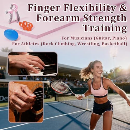 CYFIE Grip Strength Trainer Kit Adjustable 10-132Lbs Hand Exerciser Counter - color: Pink