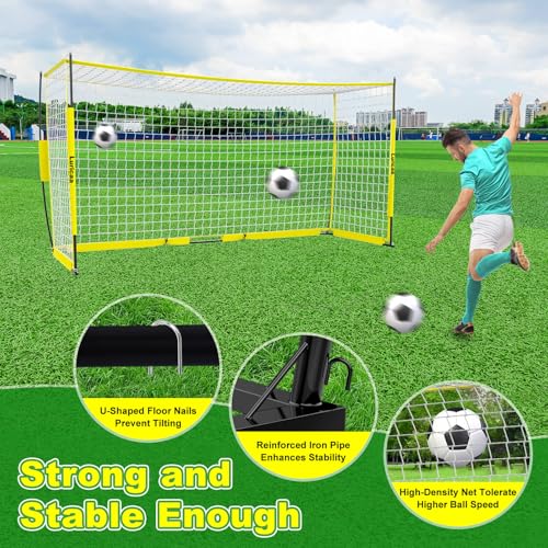 Soccer Goal 12×6 ft /16×7 ft Portable Soccer Goals Net for Backyard - color: 12×6FT Yellow