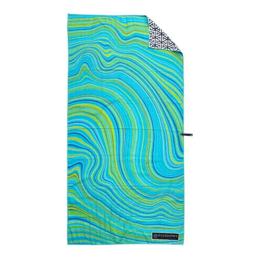 Microfiber Beach Towel - Quick Dry, Sand Free and Oversized 71x35 | Super absorbent, lightweight, swimming, gym, extra large, pool, cruise, camping, yoga, travel, compact, carry bag, vacation - color: Bora Bora