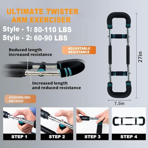 Twister Arm Trainer, Adjustable 40-100lbs Chest Workout Equipment, Chest Trainer for Men, Shoulder Muscle Training Fitness Equipment, Detachable Design Fitness Anywhere