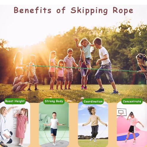 Jump Rope for Kids Girls and Boys, Soft Beaded Jump Ropes, Adjustable Skipping Rope, Tangle-Free Segmented Rope for Kid and Women Men Adults Exercise, Keeping Fit, Training - 9.2Ft - color: Green1