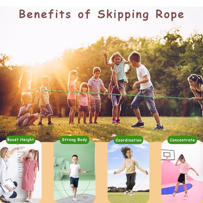 Jump Rope for Kids Girls and Boys, Soft Beaded Jump Ropes, Adjustable Skipping Rope, Tangle-Free Segmented Rope for Kid and Women Men Adults Exercise, Keeping Fit, Training - 9.2Ft - color: Green1