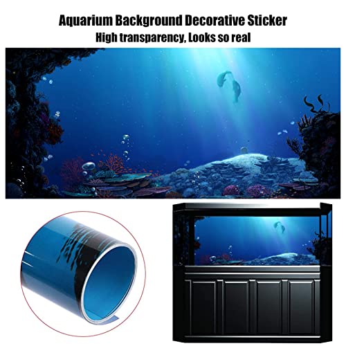 NIMOSA 3D Fish Tank Background Backdrop Univeral Aquarium Decorative Paper - Deep Sea Coral Rocks Aquarium Background Poster PVC Self Adhesive Fish Tank Decor Landscape,42x30cm