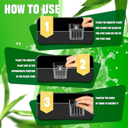 8 Pcs Clear Acrylic Aquarium Plant Holder with Hooks Top Aquarium Plant Hanging Fish Tank Cup Pots Aquascape Decoration for Aquaponic Cultivation Water Feature Decoration