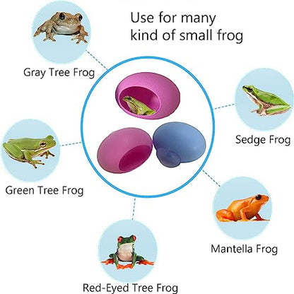 2Pcs Egg Shaped Frog Habitats with Suction Cups - Cute Frog Terrarium & Dish Holder, Ideal for Tree Frogs, Toads & Tadpoles
