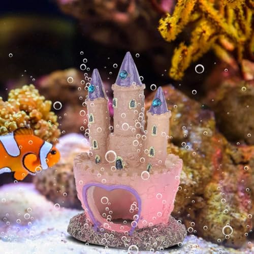 Castle Aquarium Decoration, Castle Fish Tank Decorations Girl Aquarium Decorations Princess House Castle Fish Tank Ornament Heart Castle Aquarium Ornament for Aquatic Pets to Breed Play and Rest