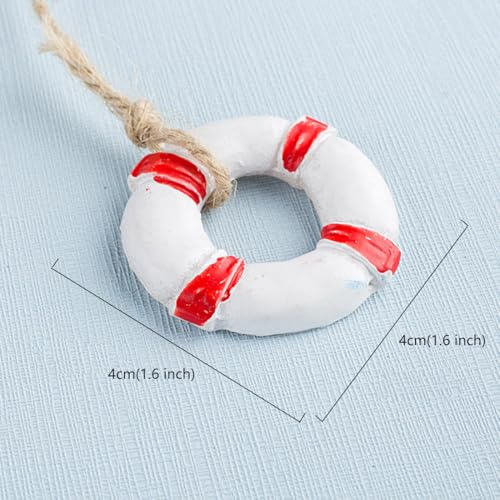 Daimay 12PCS Resin Nautical Ornaments Miniature Beach Ornament Kits Mini Seaside Anchor Lifebuoy Fish Seastar Model Micro Landscape Scenery Decor Aquarium Terrariums Miniature Gardens