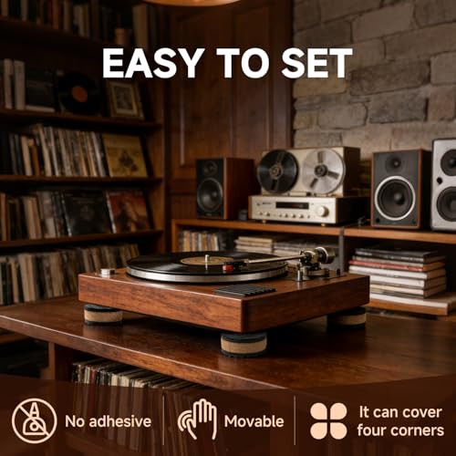 Tuneful Cables Sound Insulation and Vibration Damping Pads, Wooden Rubber Pads to Reduce Vibration and Jolts, with a Diameter of 1.77in, Round (Each Pack Contains 4 Pieces)