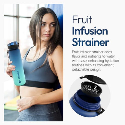 Embrava Sports Water Bottle (32oz, Aqua Fusion) Fast Flow Flip Top Lid - color: Aqua Fusion, size: 32 Ounces