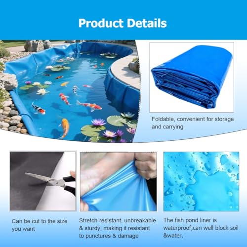 Durable 0.3mm PVC Pond Liner for Fish & Plants - 1.5x25m (4.9x82') Preformed Underlayment for Koi Ponds, Outdoor Streams, Garden Fountains & Waterfalls - size: 1.5x25m/4.9x82'