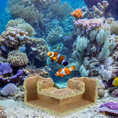 COLLBATH Aquarium Corner Cave Fish Tunnel Shelter Tube Shrimp Breeding Hideout Natural Stone Style Fish Tank Shrimp Hiding Habitat for Freshwater Tanks