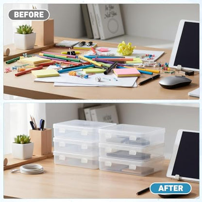 SATINIOR 24 Packs Small Clear Plastic Beads Storage Containers Box with Hinged Lid for Storage of Small Items, Crafts, Jewelry, Hardware (5.9 x 5.9 x 1.5 Inches) - size: 5.9 x 5.9 x 1.5 Inches