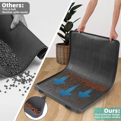 Dog Mat for Food and Water - 39.4" x 27" Large Pet Feeding Mats with Residue Collection Pocket - Waterproof Dog Cat Bowl Mat with High Edges to Prevent Water and Food Spills (Black) - color: Black