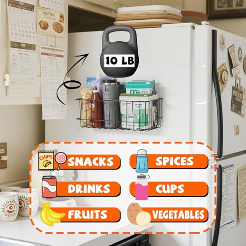 Magnetic Baskets, Large Capacity Metal Wire Mesh Basket Holder Organizer for Sundry Tool Storage, Magnetic Shelf for Garage, Laundry, Kitchen, Workshop, Cabinet(2 Pack) - style: Metal Magnetic Baskets