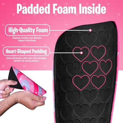 Kids Soccer Shin Guards with Shin Gaurd Sleeves 3-10+ Yrs - color: PPG - Pink, size: Medium [9 - 10 Yrs]
