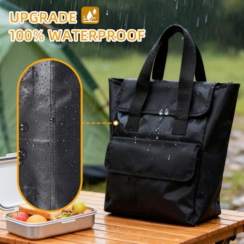 Heavy-Duty Carrying Case for Single Burner High-Pressure Propane Stove, 600D Waterproof Travel Storage Bag for Outdoor Gas Burner with Pockets, Perfect for Camping, Tailgating & Seafood Boil