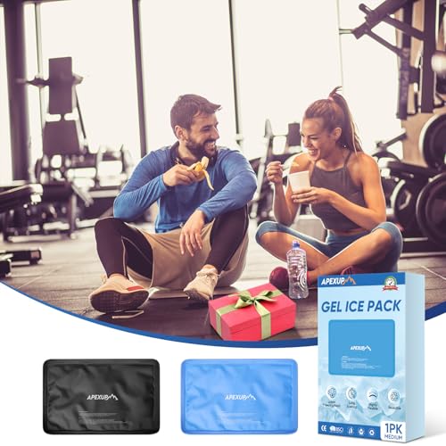 APEXUP Gel Ice Packs for Injuries Reusable, Flexible Double Sided Cold Packs for Injuries, Ice Pack for Knee, Shoulder, Back, Hip, Leg, Arm (Blue, 11.5"x7.5", 1PK) - size: M-1PK (11.5"x7.5"), style: Blue