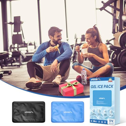APEXUP Gel Ice Packs for Injuries Reusable, Flexible Double Sided Cold Packs for Injuries, Ice Pack for Knee, Shoulder, Back, Hip, Leg, Arm (Blue, 11.5"x7.5", 1PK) - size: M-1PK (11.5"x7.5"), style: Blue