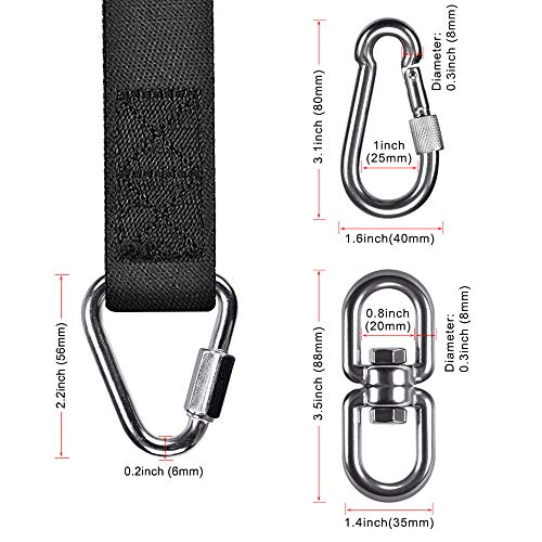 Dolibest Heavy Bag Straps, Punching Bag Hangers Strap for Boxing Training - color: Black with swivel