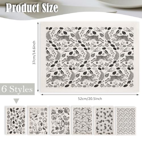 SUPERDANT 6PCS Rabbit Animals Underglaze Paper Transfer Fish Mushrooms Transfer Papers for Clay Ceramic Porcelain Under Glaze Transfers for Pottery Enamel Decals Black Underglaze Handcrafted Gifts