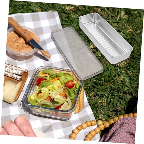 Garneck Stainless Steel Bacon Keeper Container Refrigerator Meat Storage Box with Lid for Food Preservation Storing Shrimp Chicken Fish and More