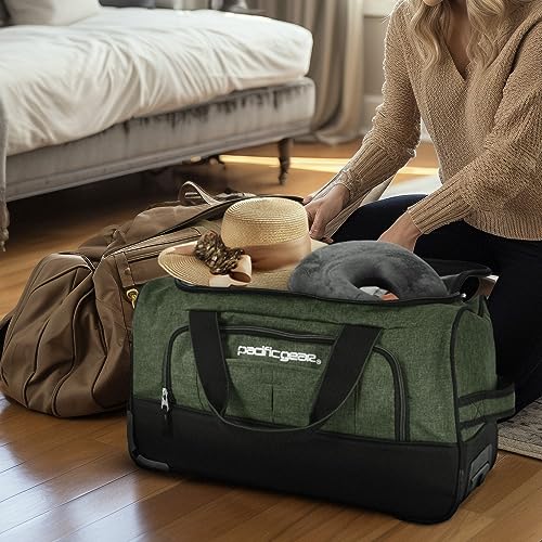 Pacific Gear Duffel Bag with Rolling Wheels - color: Green, size: 21 inch