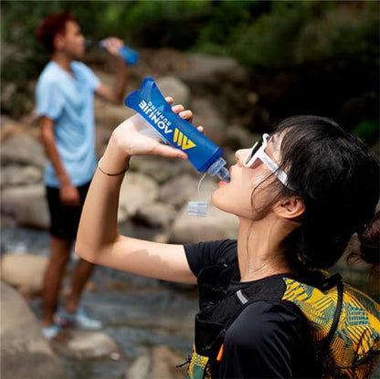 AONIJIE 250ML/350ML/500ML/600ML Portable TPU Soft Water Bottle Folding Soft Flasks For Outdoor Marathon Running Hydration Camping Hiking - color: 500ml-2pcsN