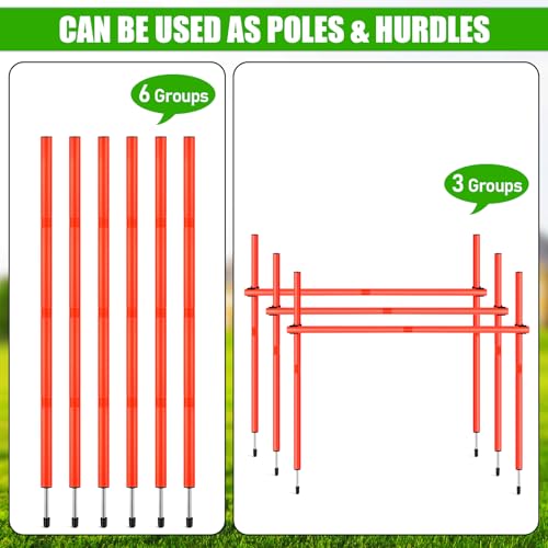 TOBWOLF 6PCS 6FT Adjustable Soccer Agility Training Poles - color: Orange (Vertical Poles or Horizontal Hurdles)