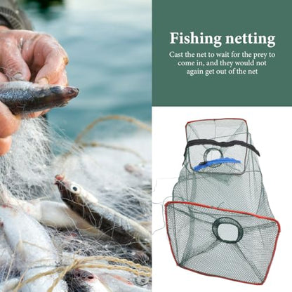 Foldable Lobster Net 3-Pack Portable Crab Trap Shrimp Crawfish Fishing Nets Outdoor Cast Bait Cage 18.11X8.66X8.66 Inches