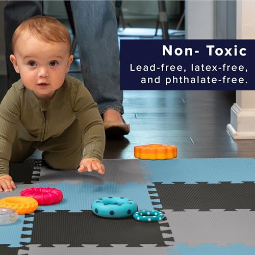 We Sell Mats Interlocking Foam Floor Tiles - 3/8" Thick Blue Mix 18-Pack - color: Sky Mix, size: 18 Square Feet (18 Tiles)