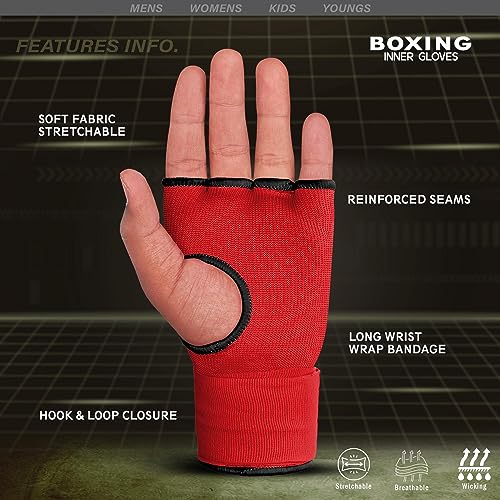 FARABI Kids Hybrid Boxing Inner Gloves Punching Boxing Gloves - color: Red