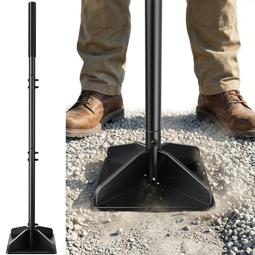 Heavy Duty Steel Tamper, 48" Handle Tamper with Comfortable Rubber Grip, 8×8" Garden Tamper Tool for Soil, Gravel, Asphalt & Lawn - size: 8*8