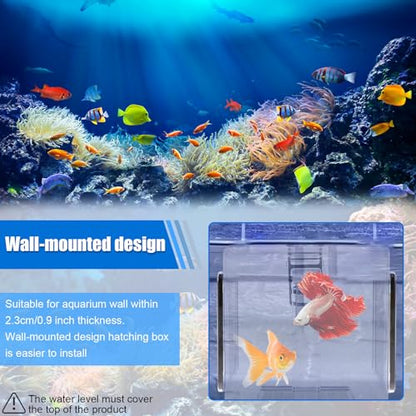 Fish Breeding Box, Acrylic Fish Isolation Box, Clear Fish Isolation Hatchery Tank, Hanging Fish Incubator Box with Detachable Mesh Lid for Baby Fish Newborn Fish Shrimp 15x15x15 cm
