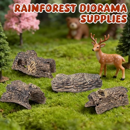6 Pcs Diorama Rocks Artificial Tree Stump Miniature Stone for Diorama Supplies Micro Train Landscape Mini Garden Figurines Fish Tank Decor Cave Terrarium