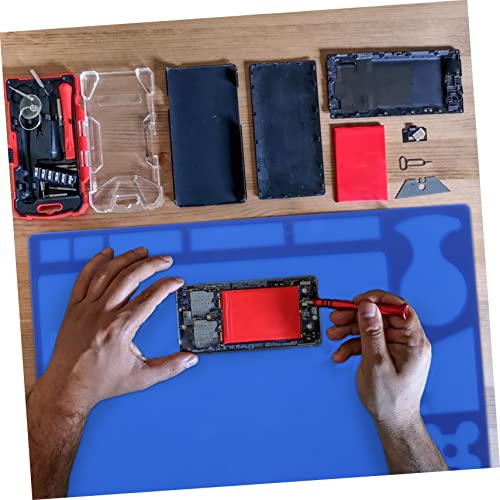 Heat-Resistant Silicone Insulation Work Mat for Electronics Repair Anti-Slip 38 x 28 cm Gray Magnetic Design Style
